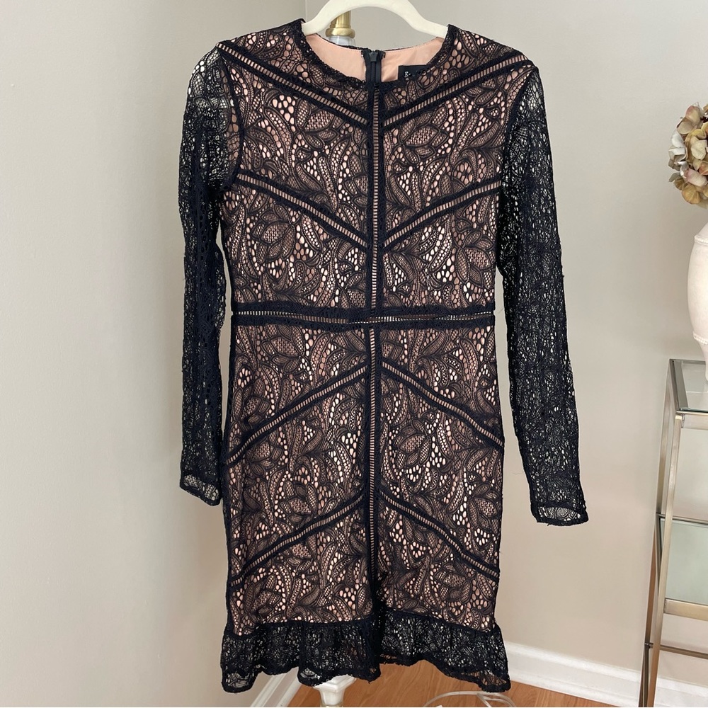 Bardot Sasha Lace Sheath Flounced Hem Dress Size 8